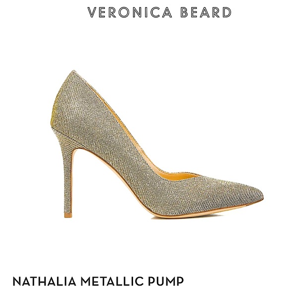 Veronica Beard Nathalia Metallic Pointy Toe‎ Heels - Picture 1 of 11